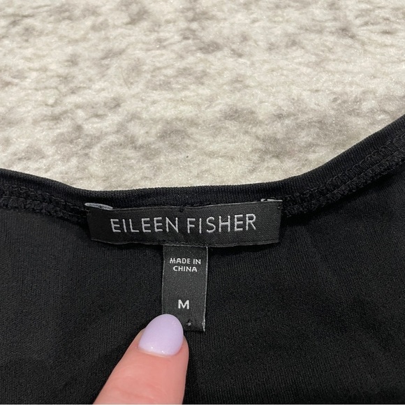 Eileen Fisher Black Sequin 100% Silk Dress - Picture 5 of 11